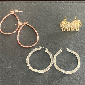 Elegant Gold and Silver Elephant Earrings Set